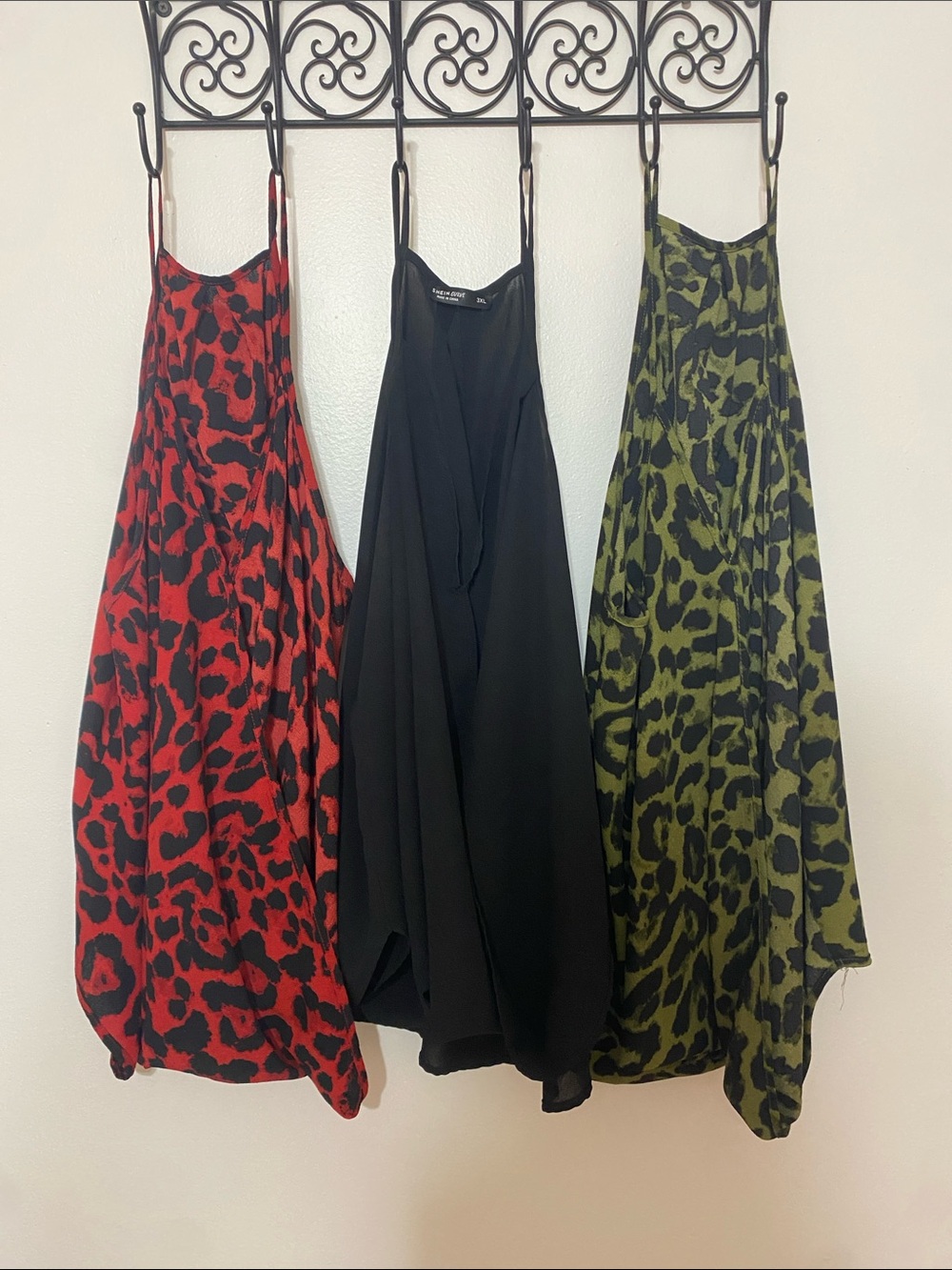 Leopard Print Wrap Top Trio - Red Leopard, Black, Olive Leopard